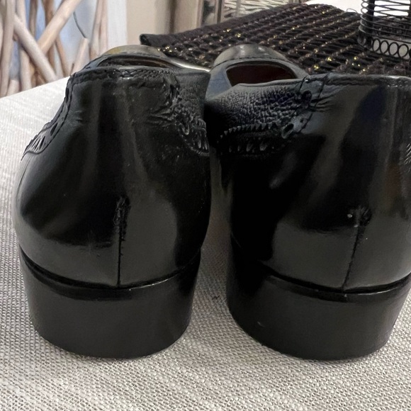 Salvatore Ferragamo Navy Cap Toe Leather Loafer Heels 9A - Picture 5 of 13